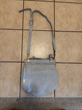 Light Blue Leather Crossbody Shoulder Bag